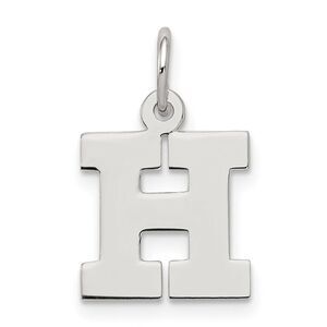 Sterling Silver, Amanda Collection Small Block Style Initial H Pendant